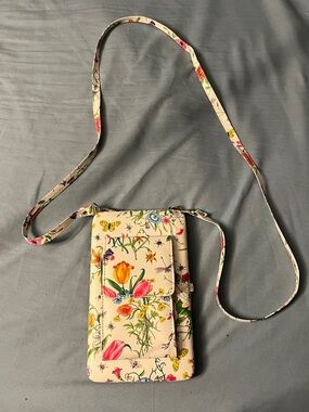 Floral Cream Crossbody Phone Bag with Strap